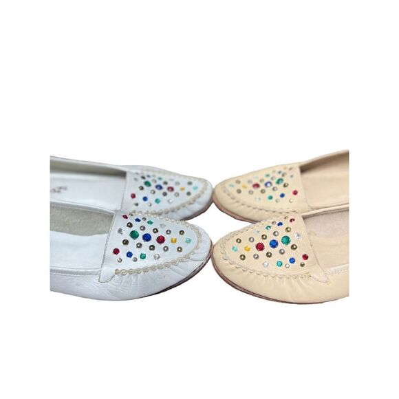 9 West Vintage Rhinestoned Leather Loafers Two Pair Size 7 - Picture 4 of 4